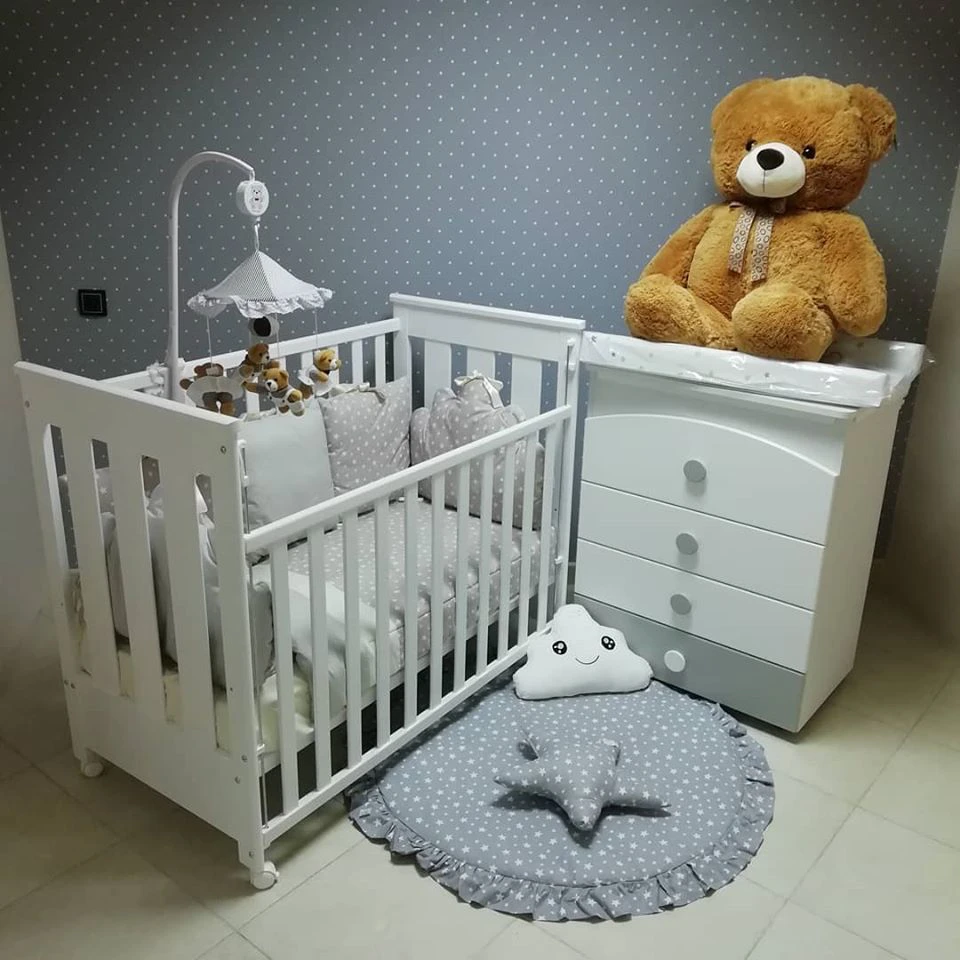 Krevetac za bebe Holly beli - dečiji krevetac od drveta 