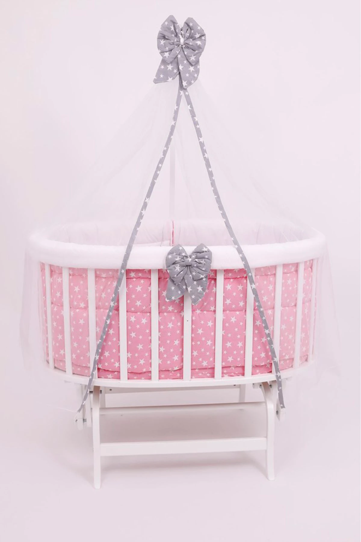 Posteljina roze za kolevku ovalna - pamučna posteljina za kolevku za bebu