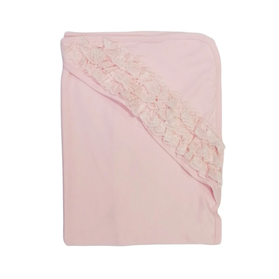 Prekrivač roze čipka 12040 - pamučni prekrivač za bebe