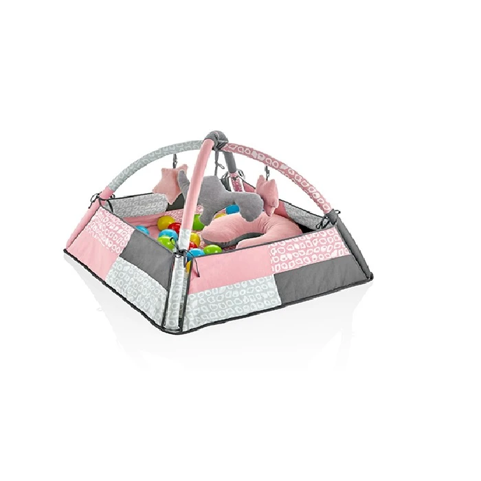 Bebi gimnastika za igru Roze sa Lopticama - 2u1 podloga za bebu i bazen za igru