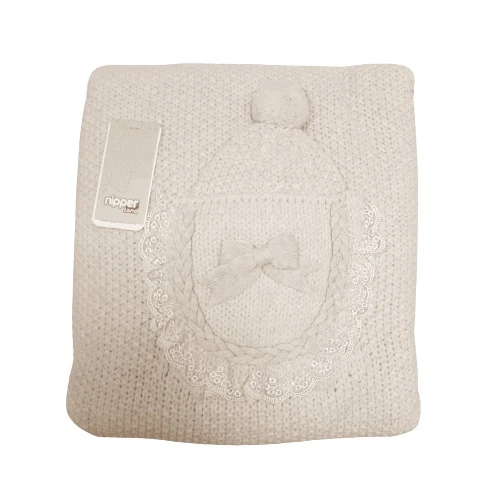 Prekrivač beige sa kapom NIP6510 - zimski prekrivač za bebe