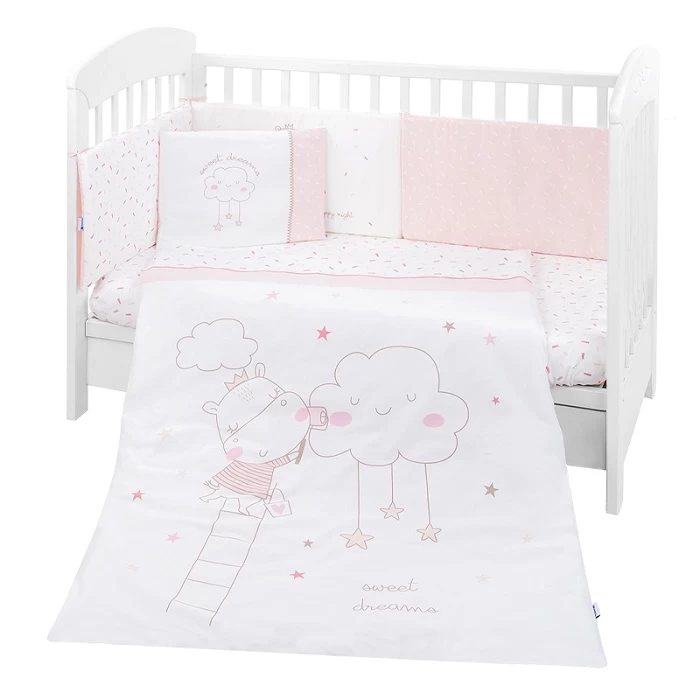 KKB60105 Posteljina sa ogradicom Hippo Dreams - posteljina za devojčice