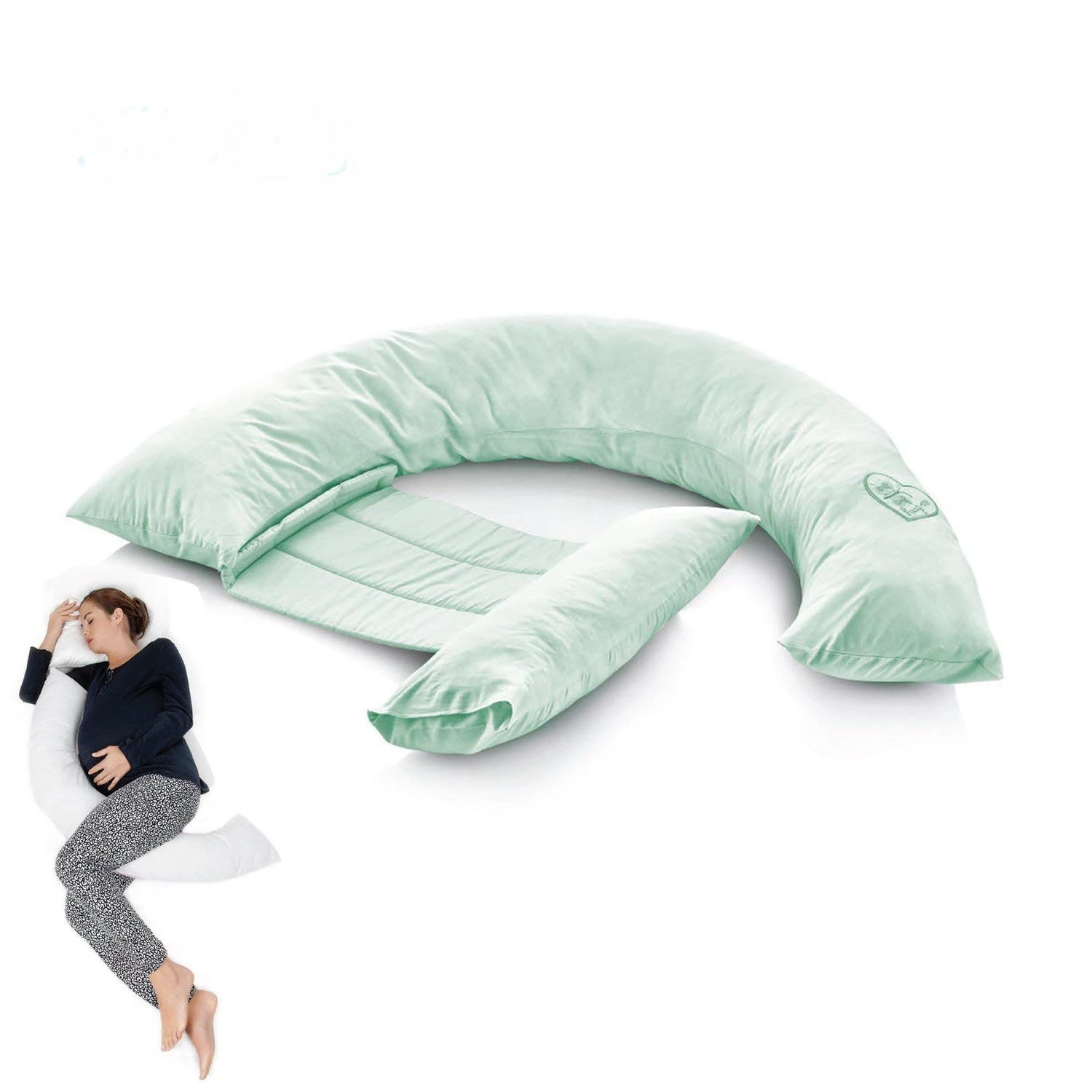 Jastuk za trudnice zeleni - pomaže pri spavanju a posle i dojenju beba