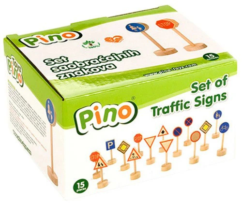 Pino saobraćajni znaci 15 komada 8569 - Drvene igračke za decu