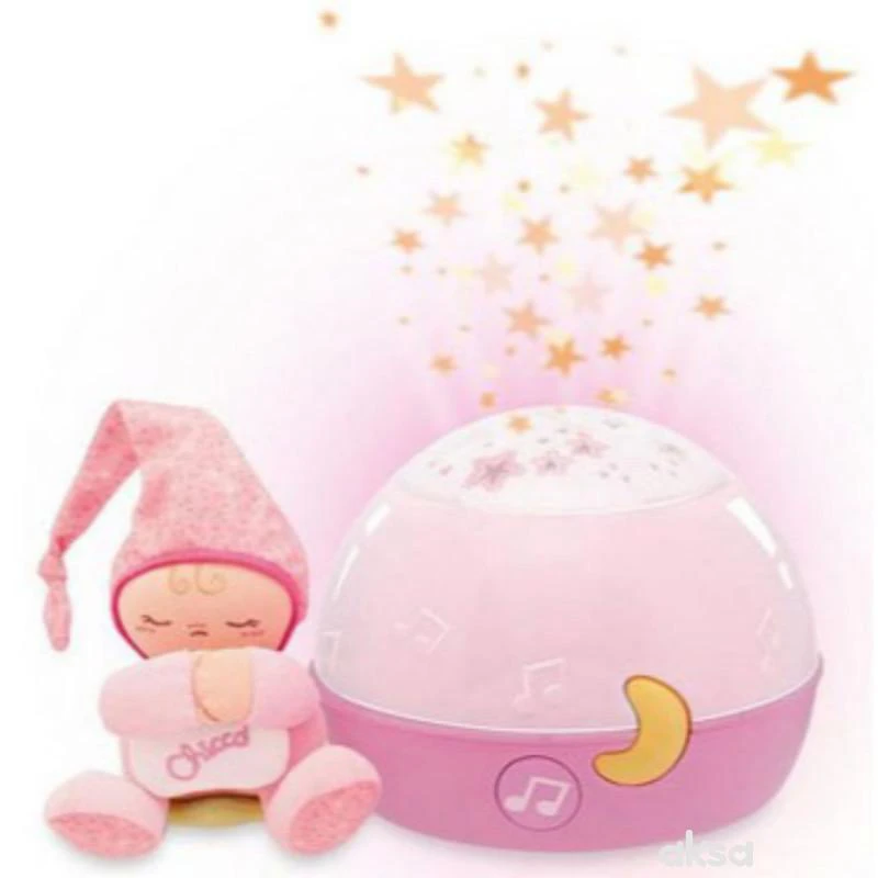 Chicco noćna lampa i muzički projektor zvezde - roze, dečija noćna lampa za devojčice