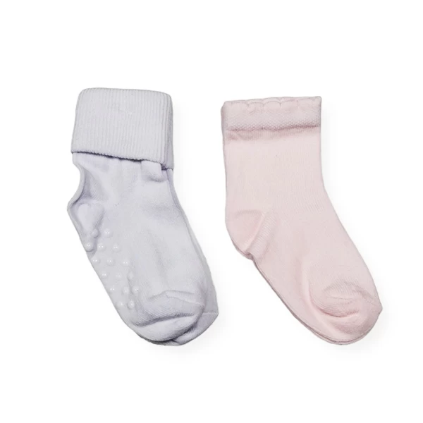 Bebi čarapice rosa-white 2u1 44048 - čarapice za bebe