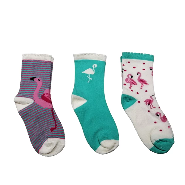 Čarape 3 para beli flamingo K012 - čarape za decu