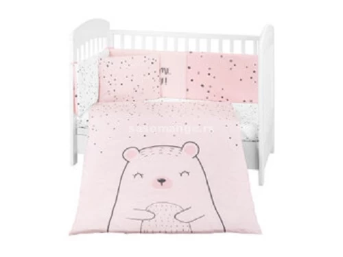 Posteljina sa ogradicom Bear with Me pink KKB60117 - pamučna posteljina za bebe