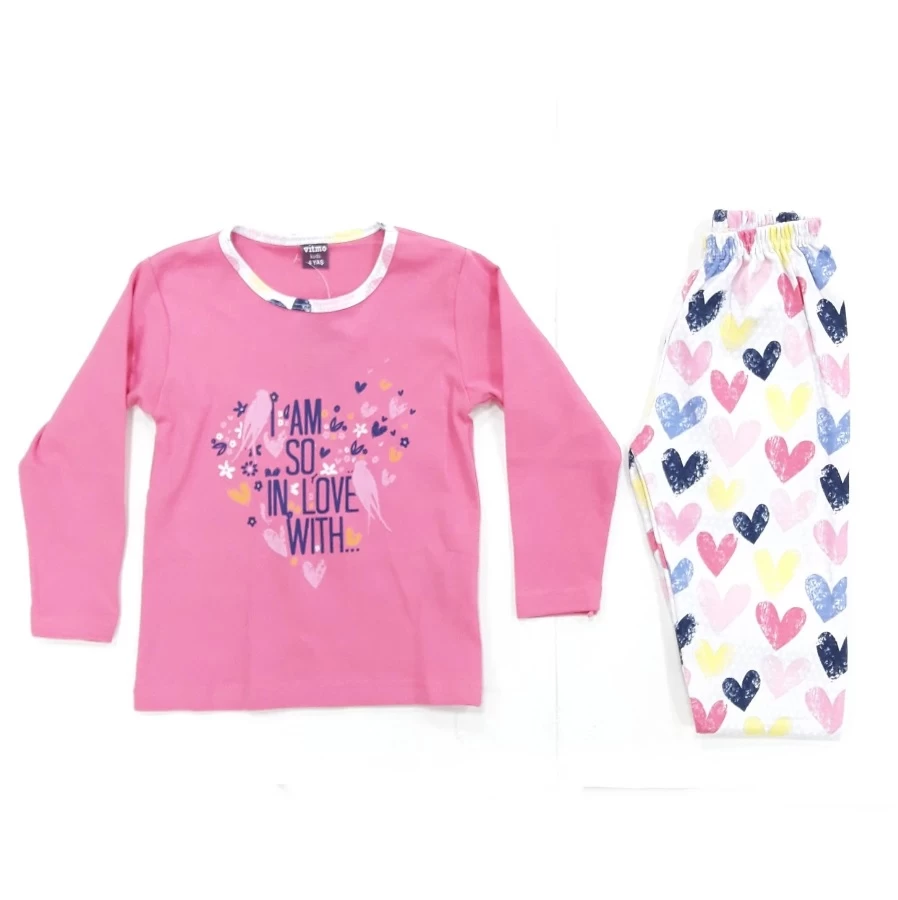 Pidžama za devojčicu pink 1115 - dug rukav