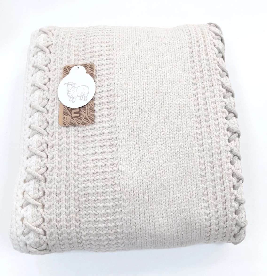  Pleteno futrovani prekrivač beige 6539 - prekrivač za bebe, zimski prekrivač