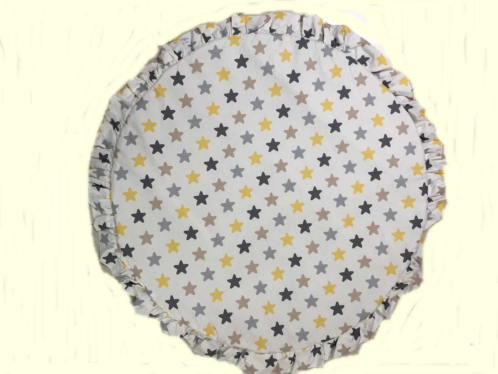 Tepih za decu zvezda žuto siva - okrugli tepih za decu